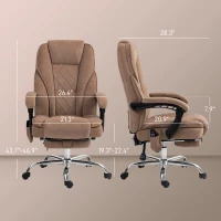 Vinsetto Massage Office Chair, Heated Reclining Computer Chair with Adjustable Height and Footrest, Brown(m-3)