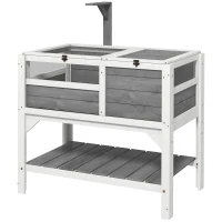 PawHut Tortoise Habitat with Shelf Storage Tortoise Gift Accessory with Weather Protection for Indoor, Light Gray(m-1)