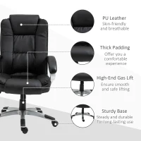 Vinsetto High Back Executive Office Chair Adjustable Desk Seat Swivel PU Leather Computer Chair with Padded Armrests(m-7)