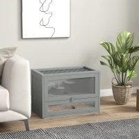 PawHut 2-Level Hamster Cage with Openable Top, Door, Shelf, Ladder, Gray(m-2)