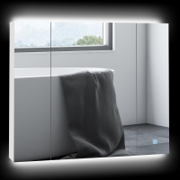 kleankin LED Medicine Cabinet, Wall-Mounted Bathroom Vanity Mirror Organizer with Dimmer Touch Switch, USB Charged, White