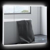 kleankin LED Medicine Cabinet, Wall-Mounted Bathroom Vanity Mirror Organizer with Dimmer Touch Switch, USB Charged, White(m-1)