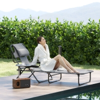 Outsunny Folding Lounge Chair w/ Reclining Back, Mixed Grey