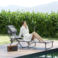 Outsunny Folding Lounge Chair w/ Reclining Back, Mixed Grey(m-1)