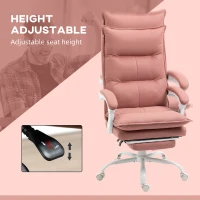 Vinsetto Executive Massage Office Chair with 6 Vibration Points, Microfiber Computer Desk Chair, Heated Reclining Chair with Footrest, Armrest, Double Padding, Pink(m-6)