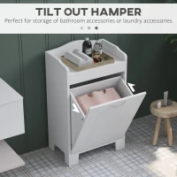 HOMCOM 31" Tilt Out Laundry Hamper, Free Standing Home Organizer Hamper, Bathroom Storage Cabinet, White(m-4)