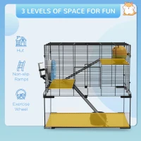 PawHut 23.5" Hamster Cage, Gerbil Cage with Glass Basin for Small Hamsters, Black(m-4)