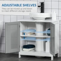 kleankin Under Sink Pedestal Storage Bathroom Cabinet, Gray White(m-5)