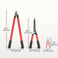 Outsunny 3 Pcs Pruning Shears Set with Hedge Shears, Lopper and Garden Secateurs, Garden Scissors Pruners for Gardening(m-3)