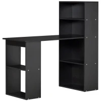 HOMCOM Computer Desk with 6-Tier Storage Shelves, Writing Desk Workstation with Bookshelf for Home Office, Black(m-11)