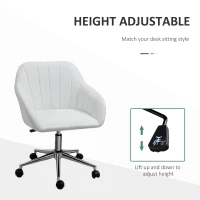 Vinsetto Mid Back Home Office Chair Computer Desk Chair with PU Leather, Adjustable Height, Swivel Wheels for Study, Bedroom, White(m-4)