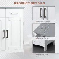 kleankin Bathroom Floor Cabinet, Freestanding Linen Cabinet, Storage Cabinet with 2 Drawers, Double Doors, Adjustable Shelf, White(m-7)