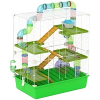 PawHut 23" 5-Tier Hamster Cage with Wheel and Water Bottle, Green(m-11)