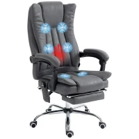 Vinsetto Massage Office Chair with 6 Points and Heat, Reclining Computer Chair with Adjustable Height and Footrest, Dark Blue(m-12)