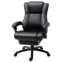 Vinsetto Executive High Back Office Chair Executive Computer Desk Chair with PU Leather, Adjustable Height and Retractable Footrest, Black(m-12)