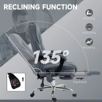 Vinsetto Massage Office Chair, Heated Reclining Computer Chair with Adjustable Height and Footrest, Charcoal Gray(m-6)