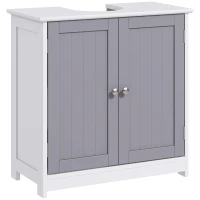 kleankin Bathroom Vanities, Bathroom Sink Cabinets with U-Shape Cut-Out and Adjustable Internal Shelf, White and Gray(m-11)