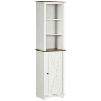 kleankin Farmhouse Bathroom Cabinet, Tall Storage Cabinet with Door and Adjustable Shelves, 15.5" x 11.75" x 63", White