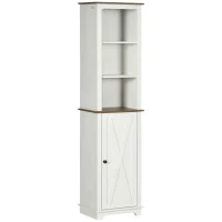 kleankin Farmhouse Bathroom Cabinet, Tall Storage Cabinet with Door and Adjustable Shelves, 15.5" x 11.75" x 63", White(m-1)