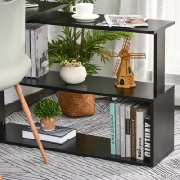 HOMCOM L Shaped Desk, Corner Computer Desk, 360 Degree Rotating Home Office Desk with Storage Shelves, Writing Table Workstation, Black(m-8)