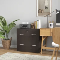 Vinsetto 2 Drawer File Cabinet with Lock, Office Filing Cabinet, Hanging Bar for Letter Size, Home Office, Espresso(m-6)