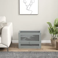 PawHut 2-Level Hamster Cage with Openable Top, Door, Shelf, Ladder, Gray(m-9)