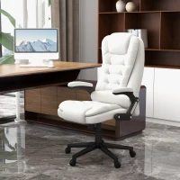 HOMCOM Massage Office Chair, Heated Reclining Computer Chair with 6 Vibration Points, Armrest and Remote, White(m-10)