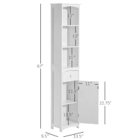 HOMCOM Bathroom Storage Cabinet, Free Standing Bathroom Storage Unit, Tall Linen Tower with 3-Tier Shelves and Drawer, White(m-3)
