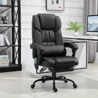 Vinsetto Massage Office Chair with 6 Vibrating Points, High Back Reclining Office Chair with Footrest and Remote, Black(m-2)