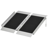 HOMCOM 2' Skidproof Portable Wheelchair Ramp for Home, Steps, Doorways, Carpeted Foldable Handicap Ramp, Threshold Ramp(m-11)