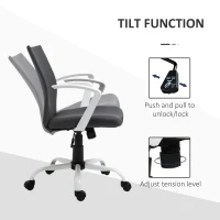 Vinsetto Linen Mid Back Office Chair With Tilt Function, Swivel Computer Chair, Charcoal Grey(m-5)