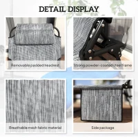 Outsunny Folding Lounge Chair with 4-level Reclining Back & Cushion, Blue(m-6)