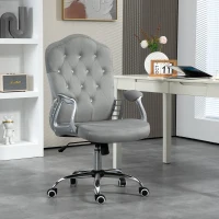 Vinsetto Velvet Office Chair Desk Chair with 360 Degree Swivel Wheels Adjustable Height Tilt Function Light Gray(m-2)