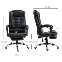 HOMCOM High Back Computer Office Chair with Footrest, Black(m-3)