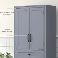 HOMCOM 67" 4-Door Kitchen Pantry with Drawer and Adjustable Shelves, Gray(m-7)