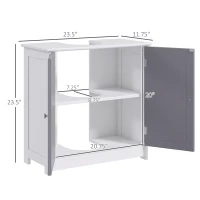 kleankin Bathroom Vanities, Bathroom Sink Cabinets with U-Shape Cut-Out and Adjustable Internal Shelf, White and Gray(m-3)
