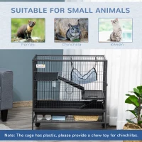 PawHut Small Animal Cage with Wheels, Pet Playpen for Rat, Syrian Hamster, Kitten, Ferrets, Chinchillas with Bottom Storage Shelf, Removable Tray, Ramp, 31.5" x 20.5" x 33.1"(m-4)