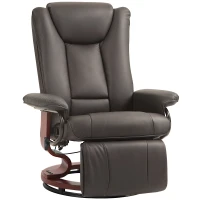 HOMCOM Modern RV Recliner Chair, PU Leather Swivel Recliner Armchair with Footrest for Living Room, Brown(m-1)
