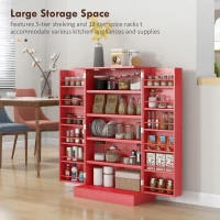 HOMCOM Kitchen Sideboard Cabinet, Large Kitchen Storage Cabinet w/ Double Doors & 5-tier Shelving for Home, Dining Room, Red(m-4)