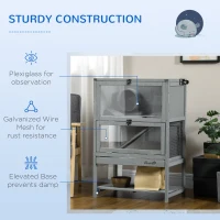 PawHut Wooden Hamster Cage with Storage Shelf, Large Rat Mouse Habitat Including Seesaw, Small Animal Cage with Sliding Tray, Wide Ramp for Racing, Running Wheel, 35.5" H(m-7)