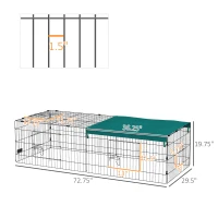 PawHut 73" Small Animal Playpen with with Roof for Rabbits, Chicken, Chinchillas for Indoor/Outdoor Use, Green(m-3)