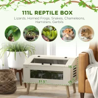 PawHut 30 Gallon Reptile Tank, Top Opening Reptile Enclosure with Glass Windows for Snakes, Lizards Horned Frogs & Chameleons(m-4)