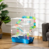 PawHut 23" 5-Tier Hamster Cage with Wheel and Water Bottle, Blue(m-2)