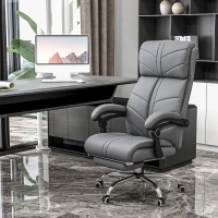 Vinsetto Executive Massage Office Chair with 4 Vibration, Computer Desk Chair, PU Leather Heated Reclining Chair with Adjustable Height, Swivel Wheels, Gray(m-2)