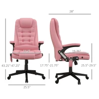 HOMCOM Massage Office Chair, Heated Reclining Computer Chair with 6 Vibration Points, Armrest and Remote, Pink(m-3)