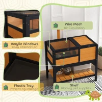 PawHut Tortoise Habitat with Shelf Storage Tortoise Gift Accessory with Weather Protection for Indoor, Yellow(m-7)