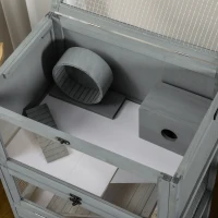 PawHut Wooden Hamster Cage with Storage Shelf, Large Rat Mouse Habitat Including Seesaw, Small Animal Cage with Sliding Tray, Wide Ramp for Racing, Running Wheel, 35.5" H(m-8)