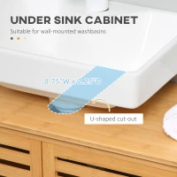 kleankin Freestanding Bathroom Sink Cabinet, Bamboo Under Sink Cabinet Cupboard Organizer with 2 Slatted Doors, Natural(m-4)