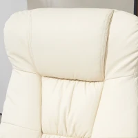 HOMCOM PU Leather Recliner Chair with Ottoman, Swivel Recliner and Ottoman with Round Wrapped Base for Living Room, Cream White(m-7)