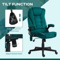 Vinsetto 6 Point Executive Office Chair with Heat, Velvet High Back Vibrating Massage Office Chair, Dark Green(m-6)